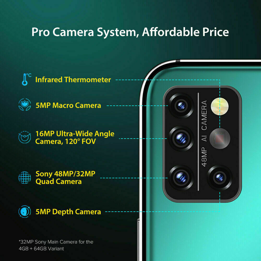 UMIDIGI A9 Pro Global 6.3 inch FHD+ Thermometer 6GB 128GB Android 10 Smartphone